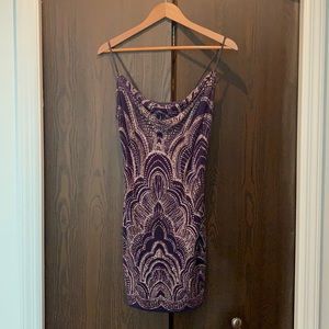 Macy’s cowl neck sparkling body con dress